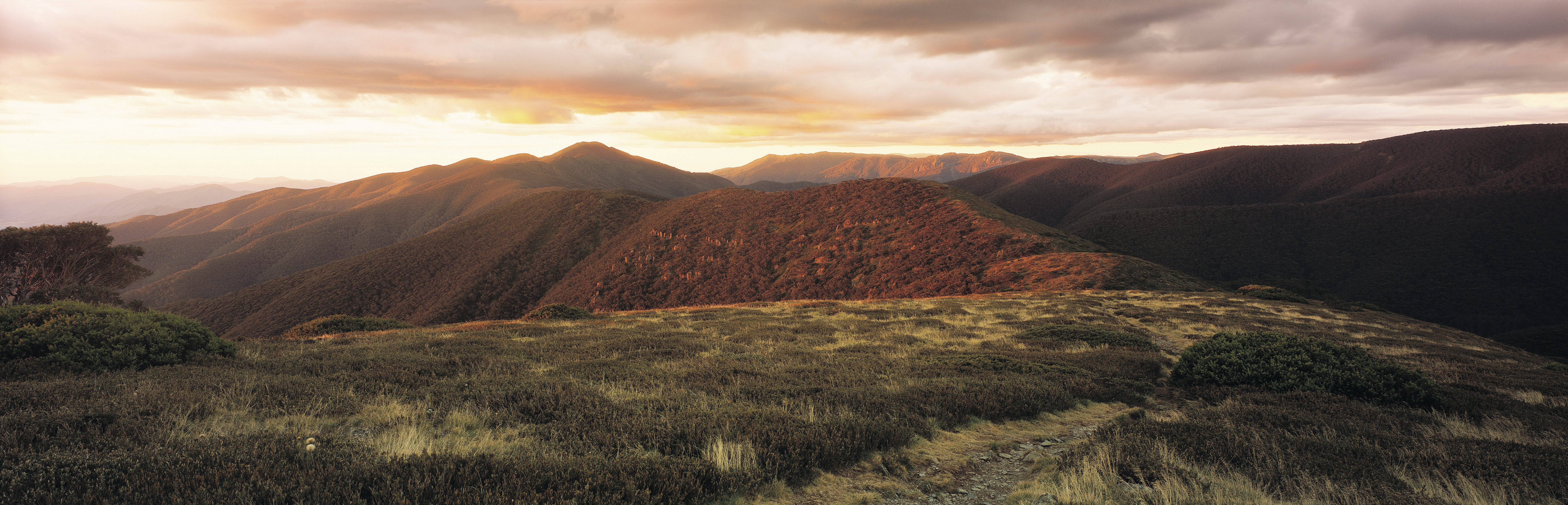 Panoramic view from Razorback in the Victorian Alpine region